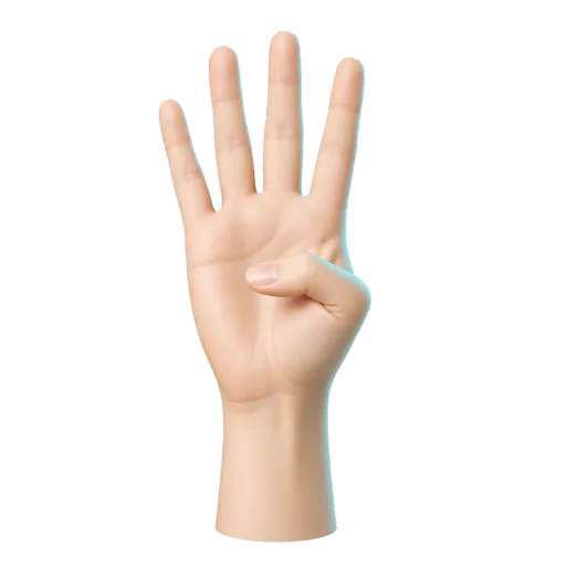Left hand four raised fingers for scale degree IV