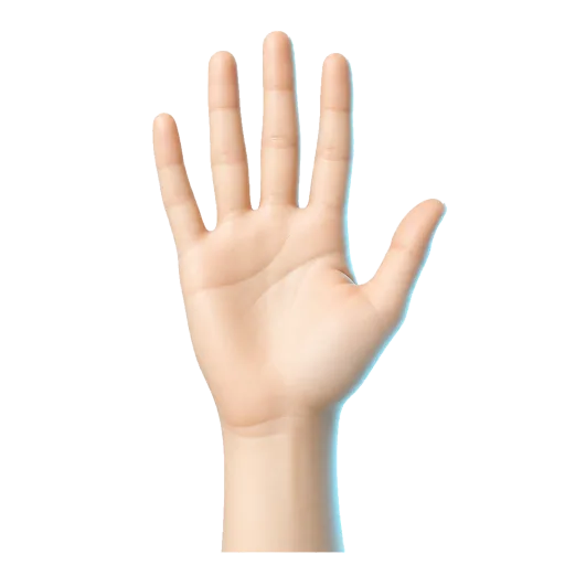 Left hand five raised fingers for scale degree V