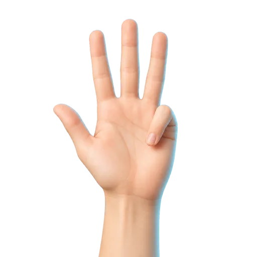 Right hand thumb, index, middle, and ring fingers for quality 3 octave down